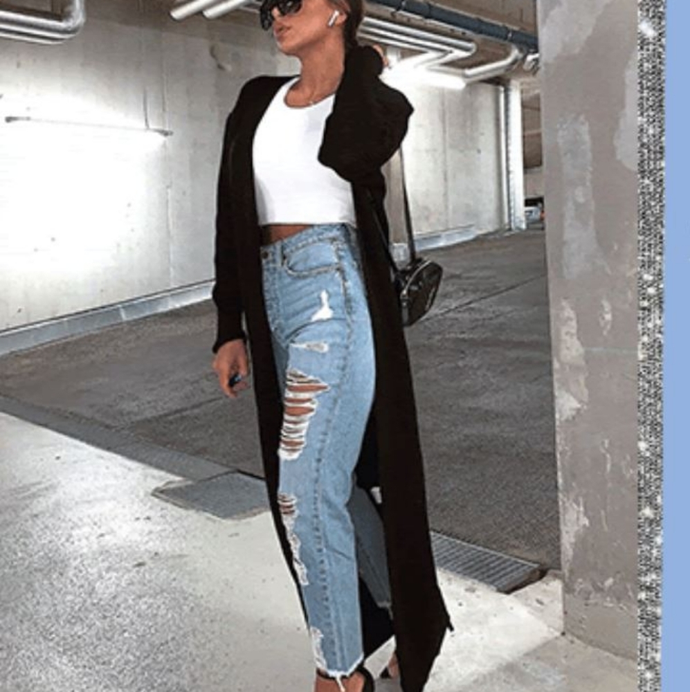 Black Lapel Trench Coat - Picture 5 of 8